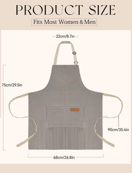 2 Pack Kitchen Cooking Aprons, Soft Aprons for Women Men with 2 Pockets Chef Apron with Adjustable Neck Strap and Long Tie