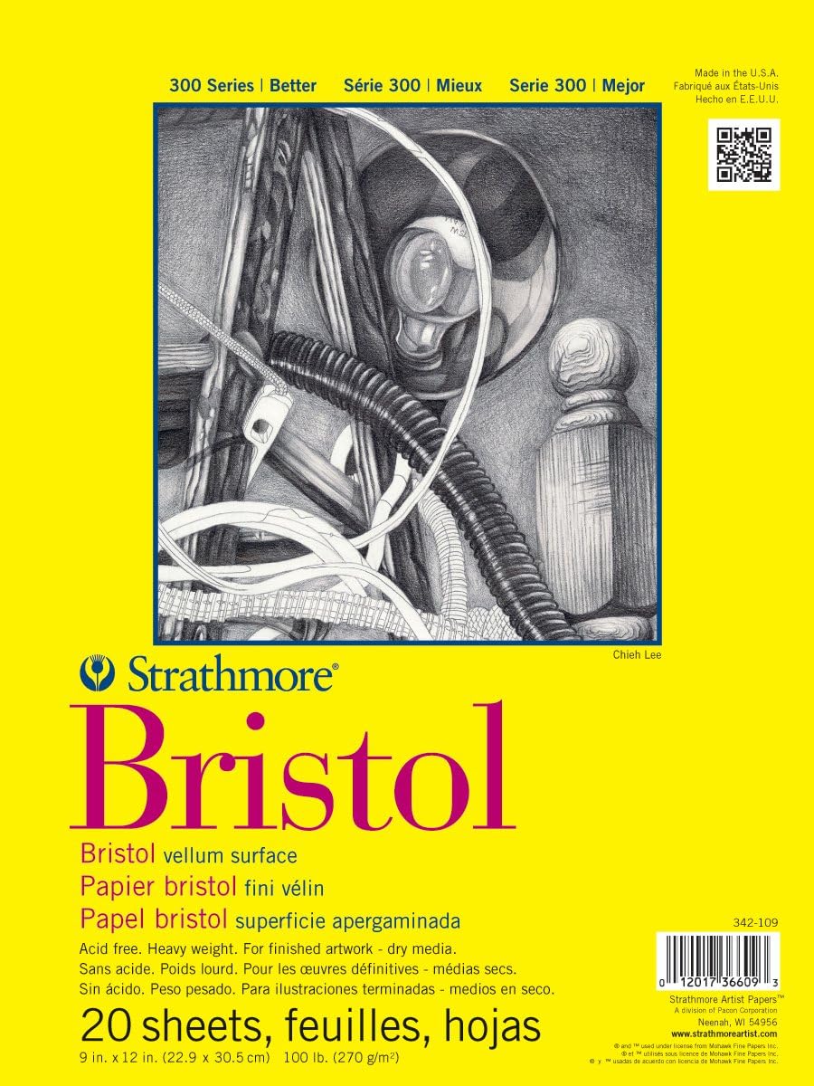 Strathmore 300 Series Bristol Paper Pad with Prismacolor Premier 12 Count Colored Pencils | Art Bundle