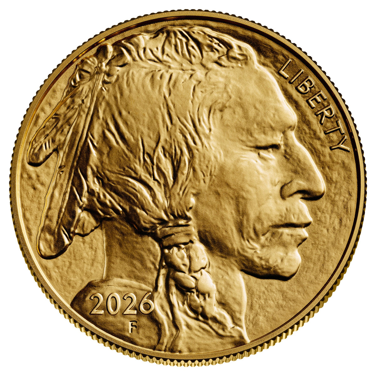 2026 American Gold Buffalo bullion coin obverse featuring Native American chief portrait inscribed Liberty gold investment coin US Mint