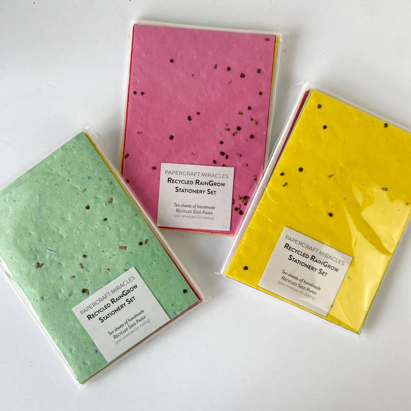 Recycled Rain-Grow Handmade Seed Paper Stationery Set