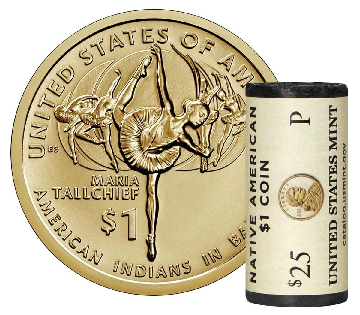 US $1 Golden Dollar Rolls | 25 Uncirculated Coins per Roll