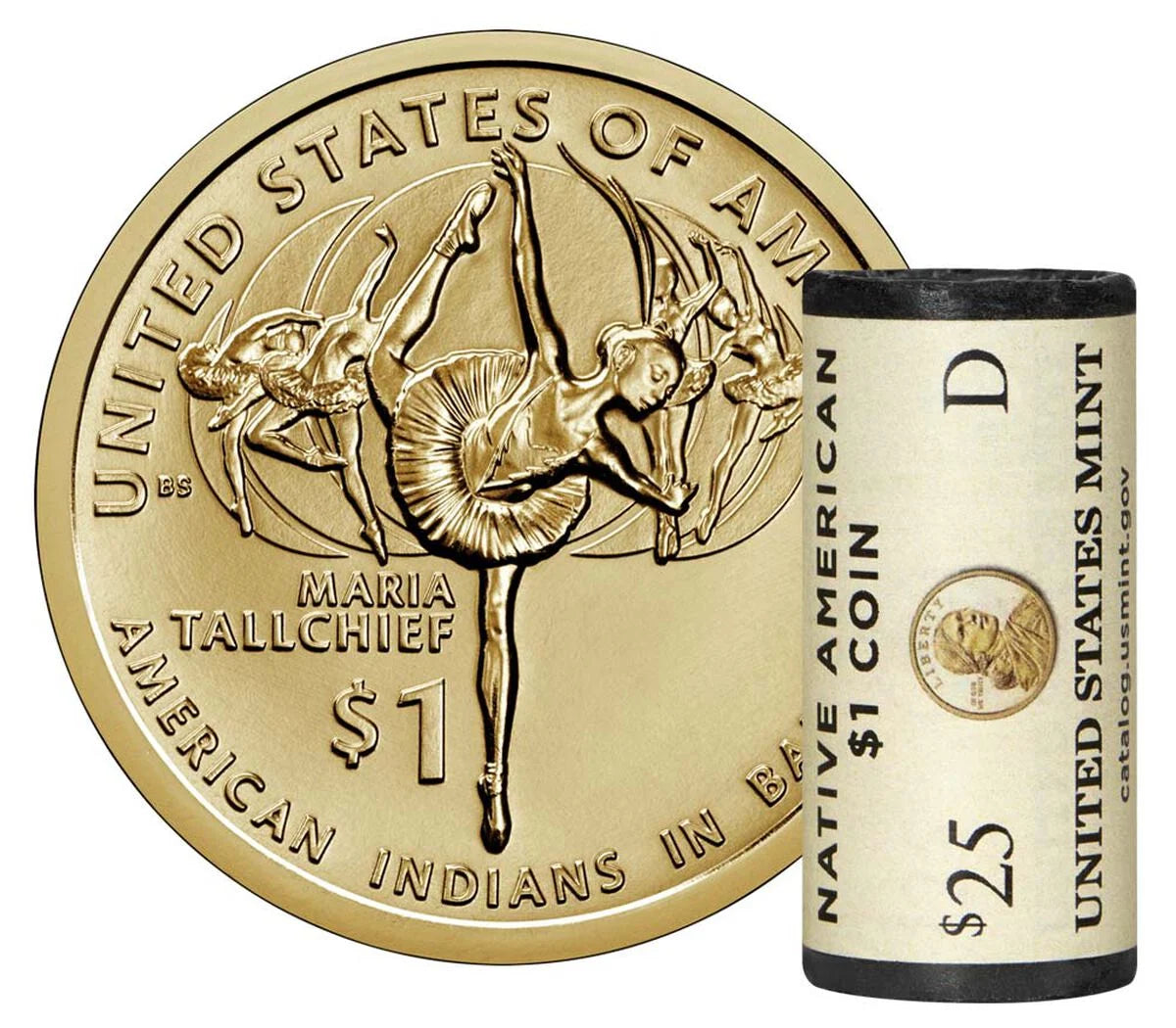 US $1 Golden Dollar Rolls | 25 Uncirculated Coins per Roll