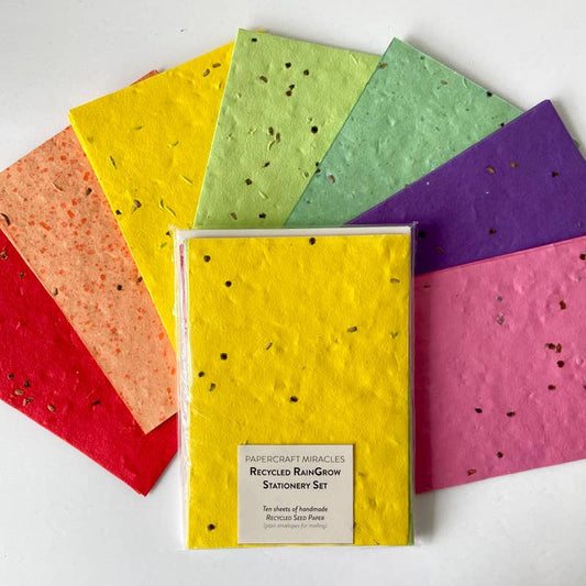 Recycled Rain-Grow Handmade Seed Paper Stationery Set