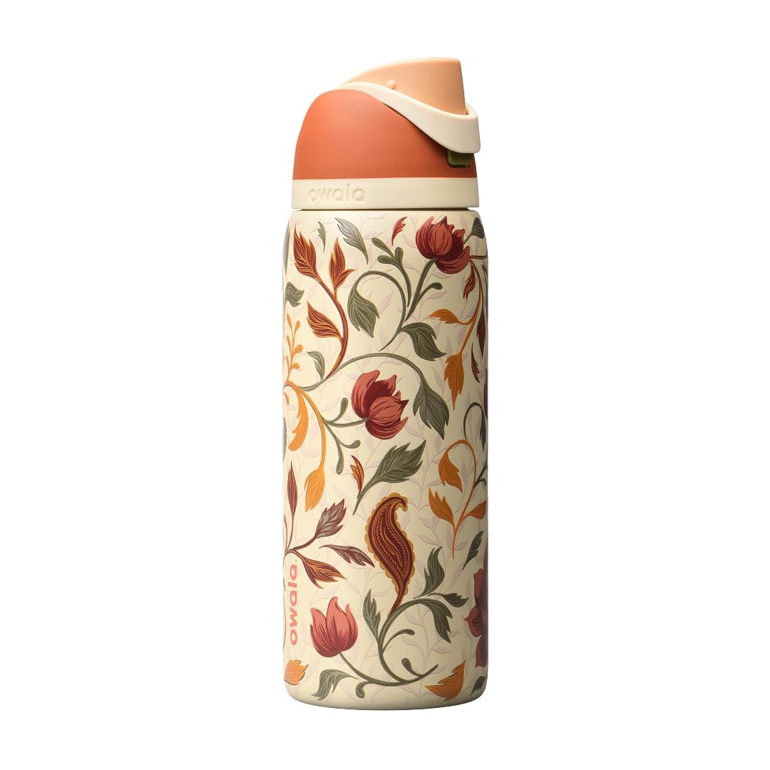 Owala FreeSip 32 oz insulated stainless steel water bottle in Woodland Boho