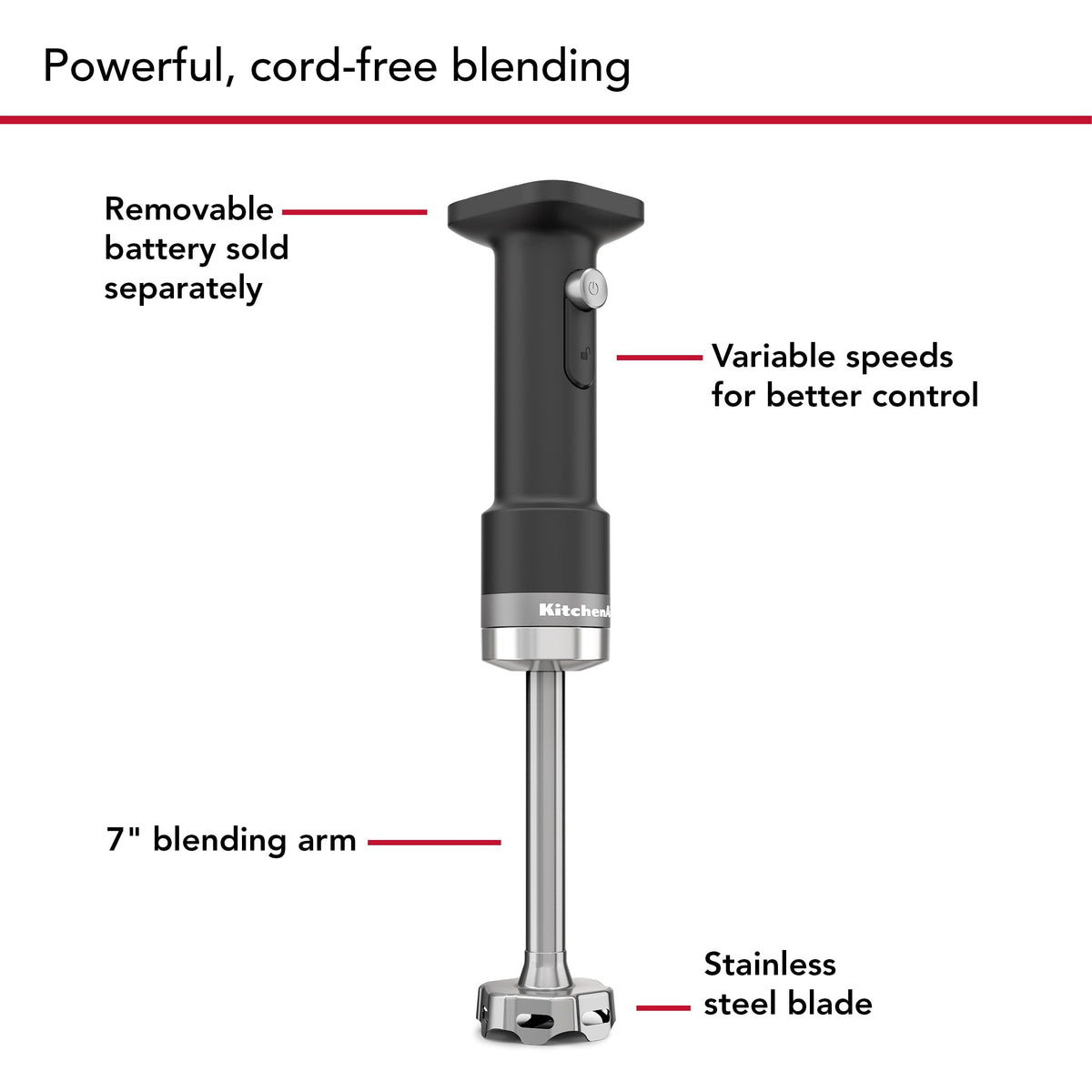 KitchenAid Go Cordless Hand Blender - battery included, KHBRV71, Porcelain White