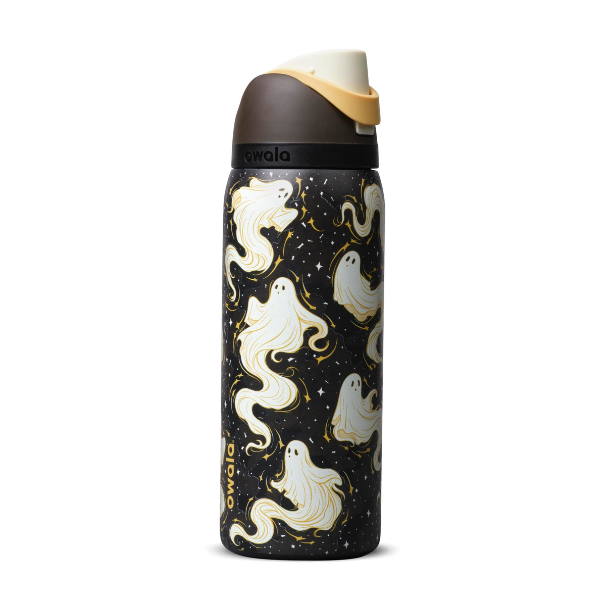 Owala FreeSip 32 oz insulated stainless steel water bottle in Round We Ghost