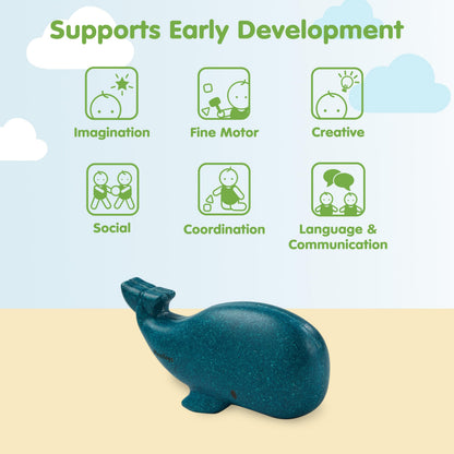 PlanToys® Wooden Sea Life 4-Piece Set, Dolphin, Orca, Whale & Shark Kids