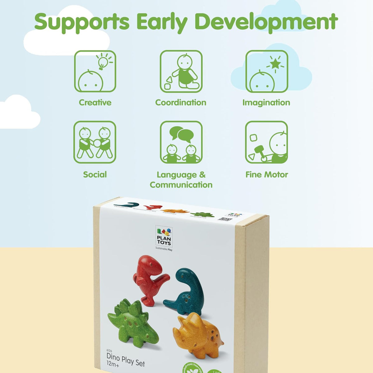 Wooden 4-Piece Dino Play Set