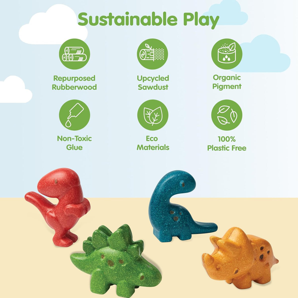 Wooden 4-Piece Dino Play Set