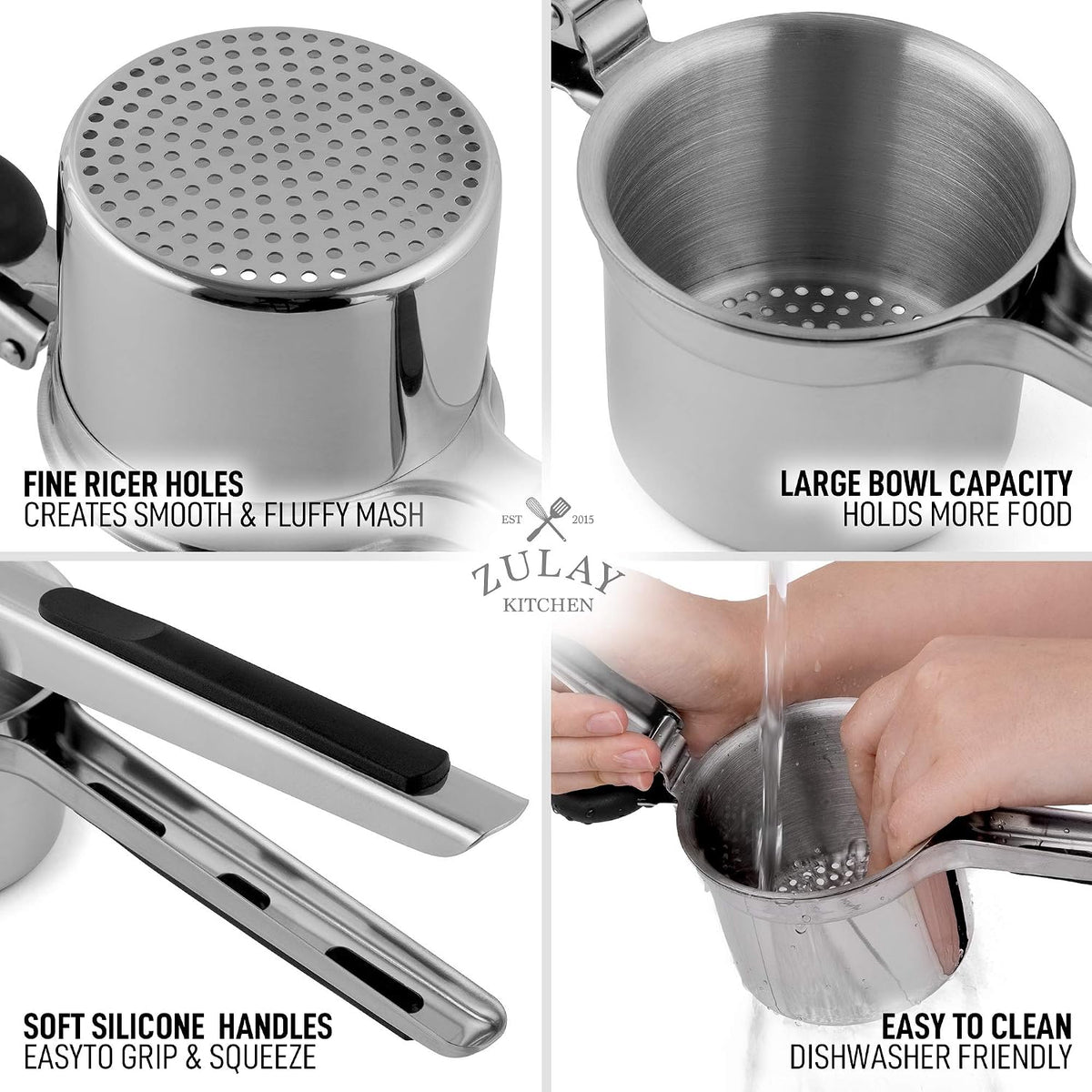 Stainless Steel 15oz Potato Ricer