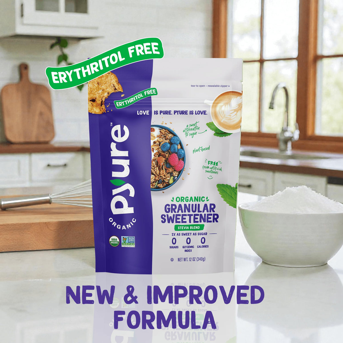 Pyure Organic Stevia Blend | Zero Calorie Sugar Substitute, 24 Oz Pouch