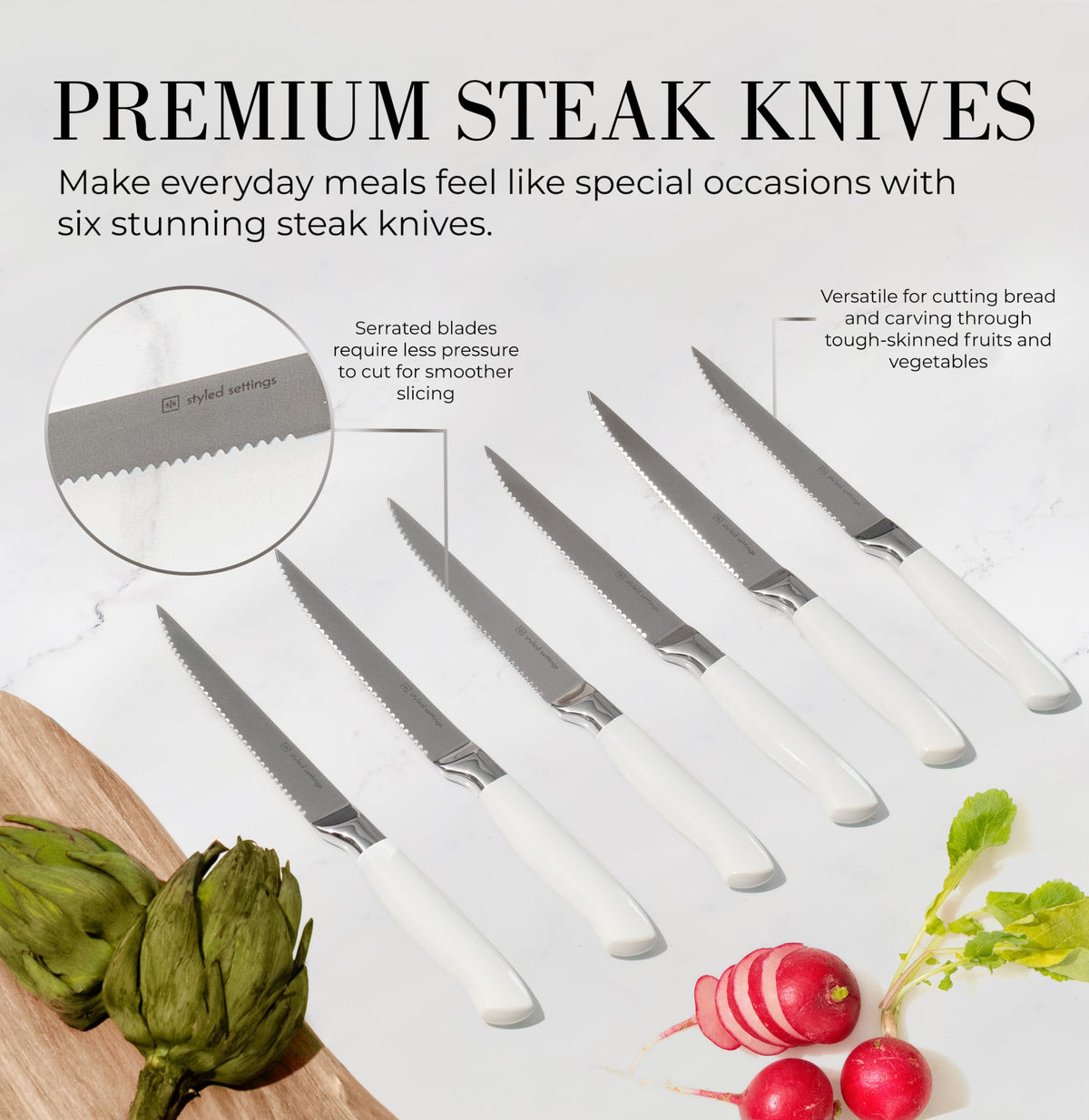 Styled Settings Gold Knife Set with Block and Built-In Sharpener, 14-Piece