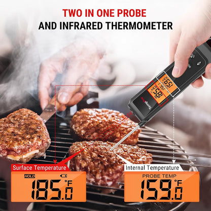 2-in-1 Infrared Thermometer Gun with Meat Probe