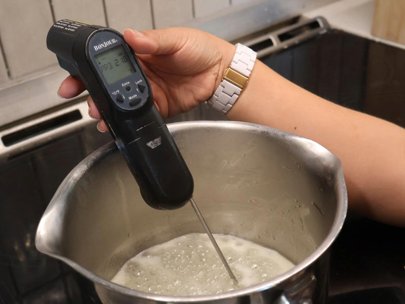 Preparing the sugar mixture for homemade candy corn
