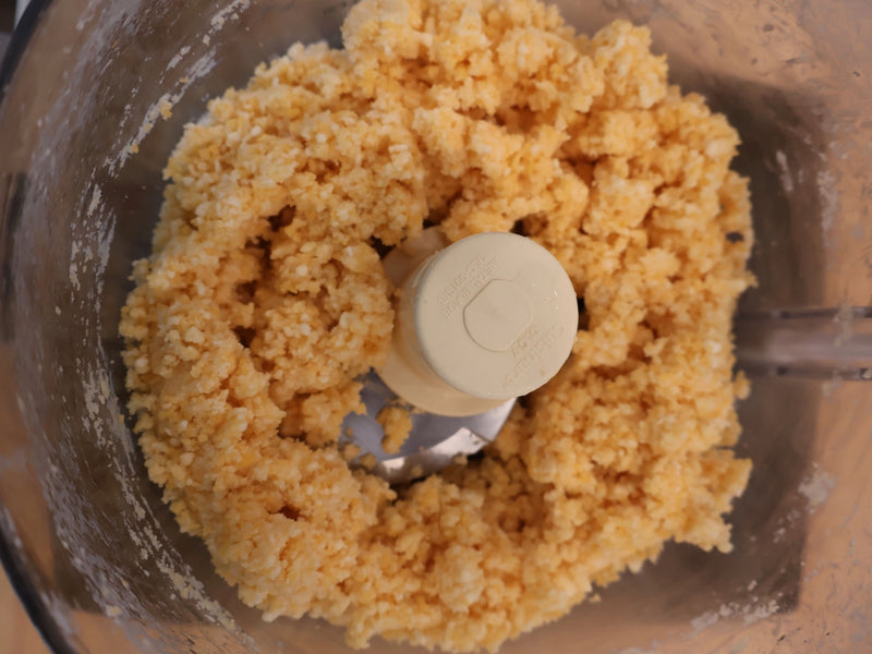 Cheese cracker dough prepared for thin cracker squares
