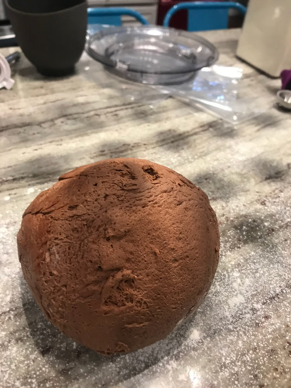 Mixed chocolate dough, rounded and rested