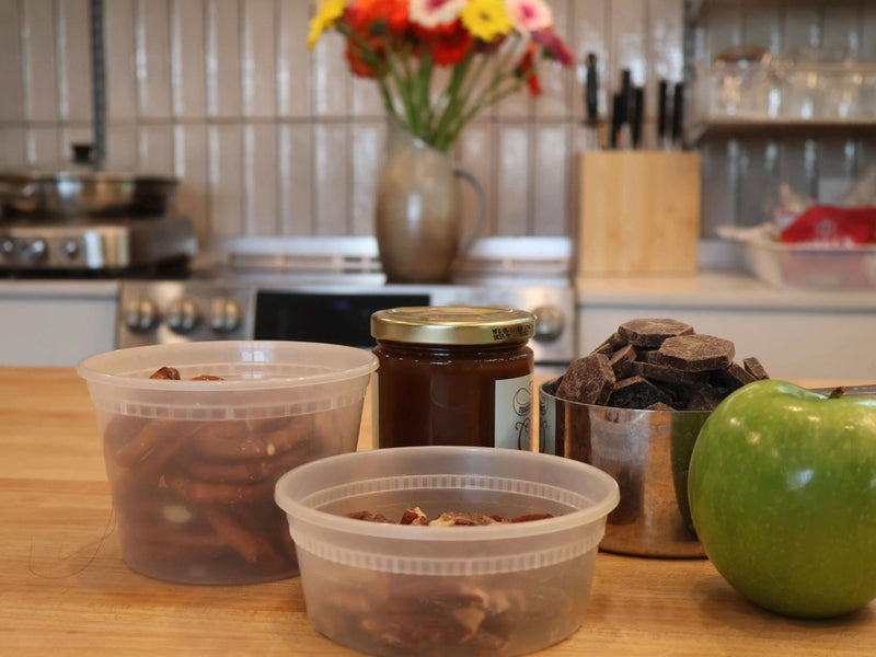 Fall bark ingredients arranged on a kitchen counter