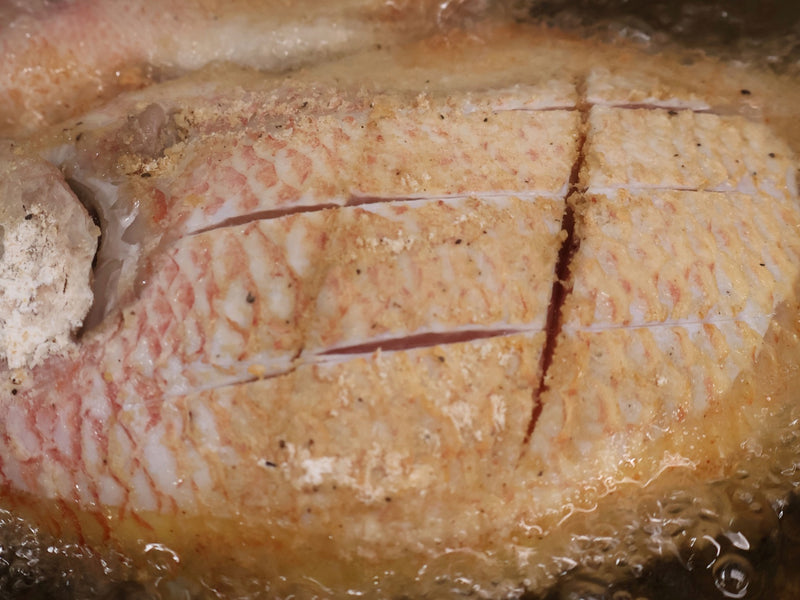 A close angle on the crackling, deep-fried crust