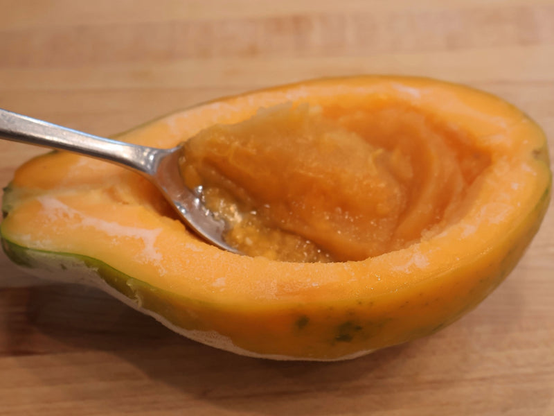 Creamy fruit ice cream made with milk instead of a traditional ice cream base
