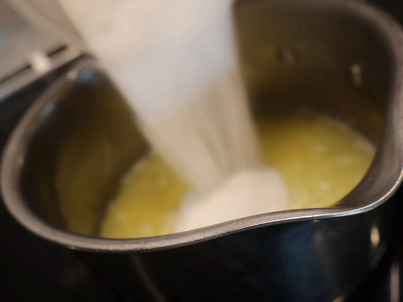Preparing the sweet glaze for furikake animal crackers