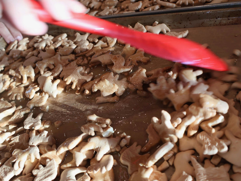 Furikake seasoning being added to animal crackers
