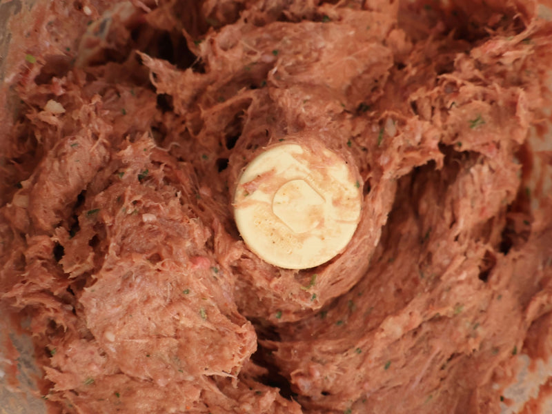 Seasoned minced meat mixture prepared for oven-baked kebabs