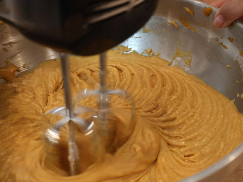 Electric hand mixer used during the pumpkin muffin recipe