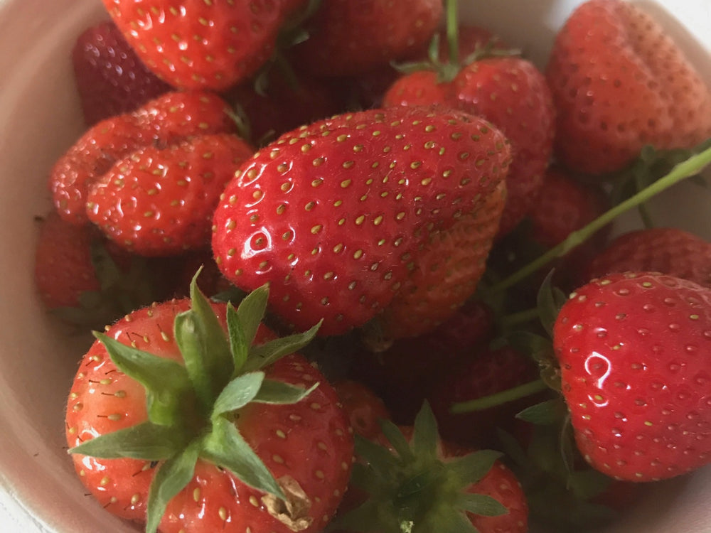 Ripe strawberries on a strawberry plant