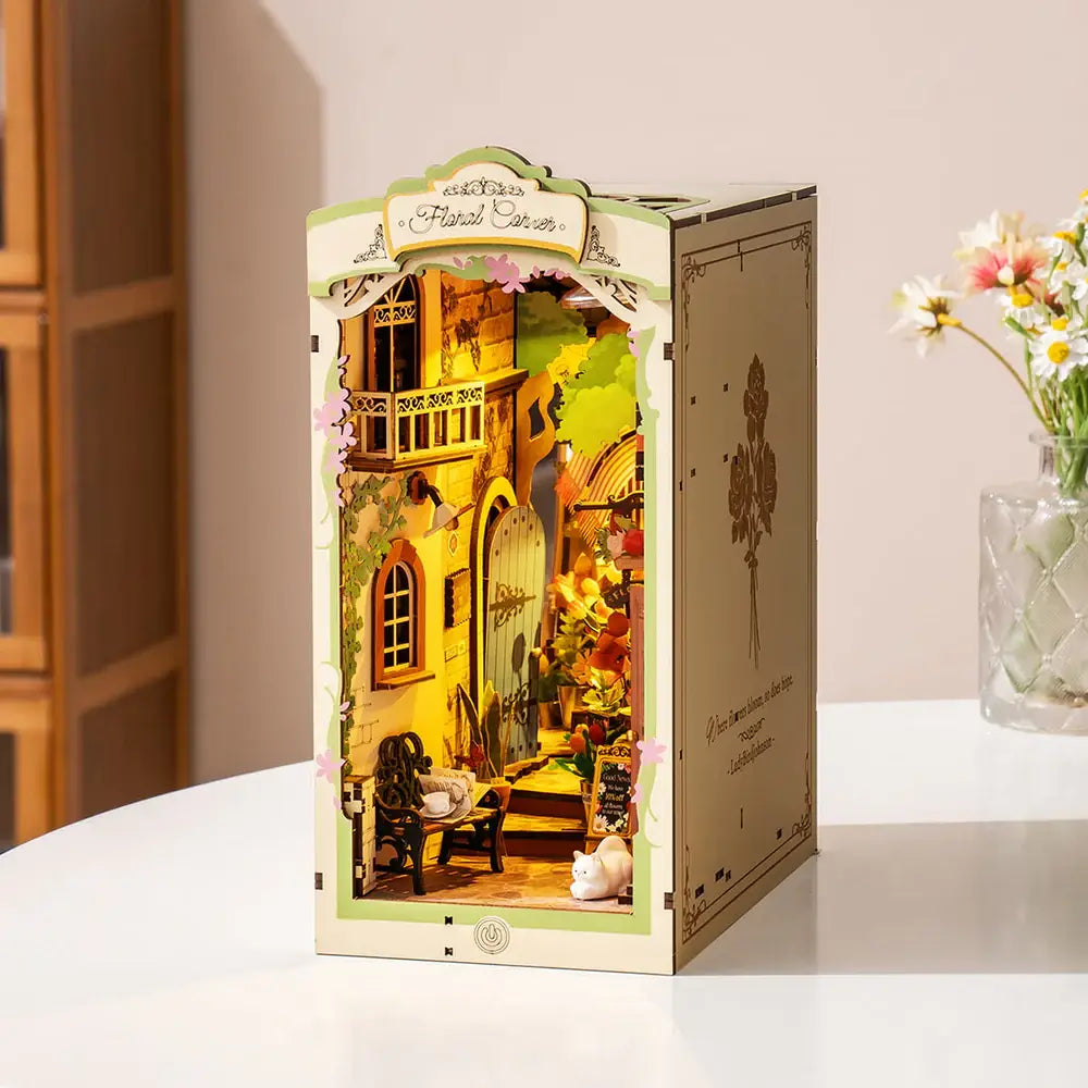 Rolife Floral Corner DIY Book Nook Shelf Insert Kit